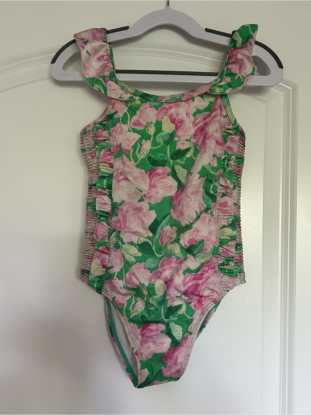 Janie and Jack Pink and Green Floral One-Piece Swimsuit